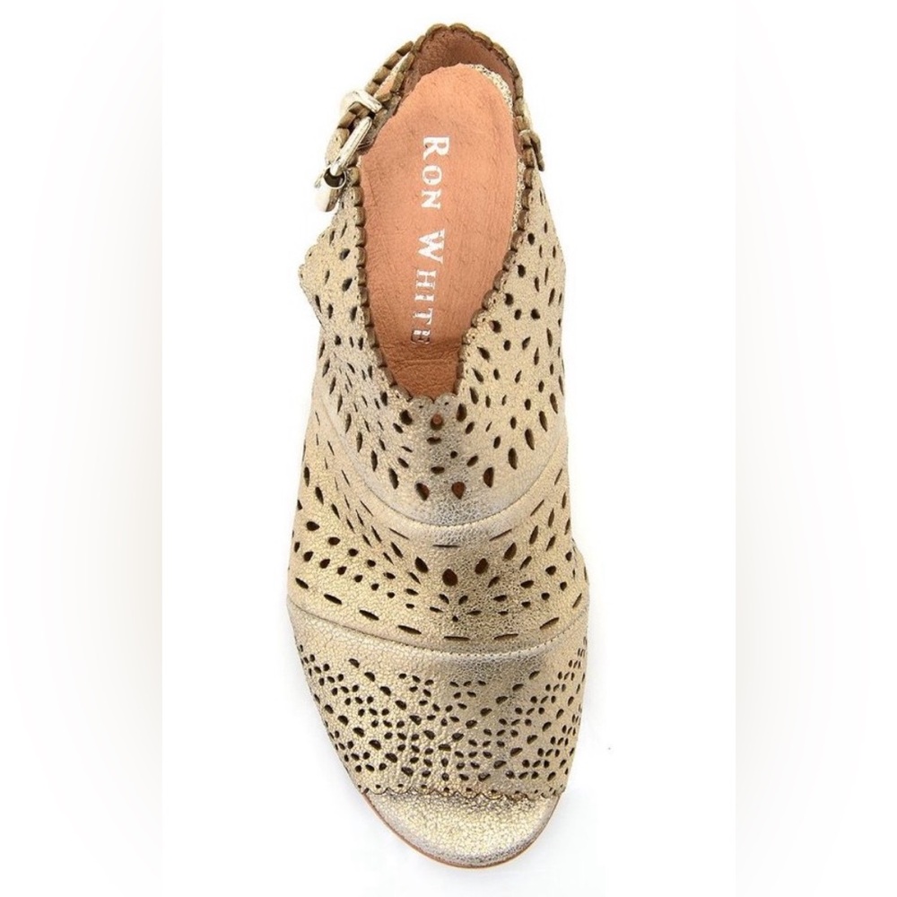 Ron White Women's Metallic Gold Laser-Cut Slingback Sandal